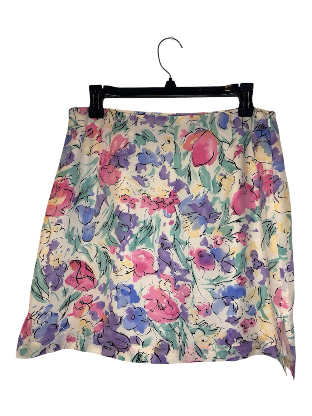 Vintage Boston Proper 100% Silk Pastel Floral Mini Skirt Size 10 NWT